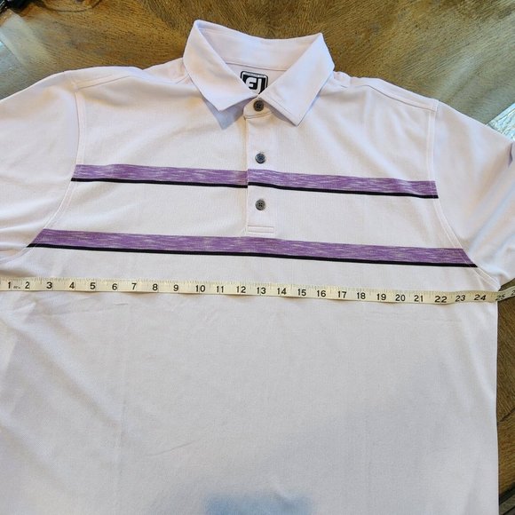 Footjoy Golf Polo Men's XL Extra Large Purple Stripe Badlands Las Vegas Logo - Picture 4 of 11
